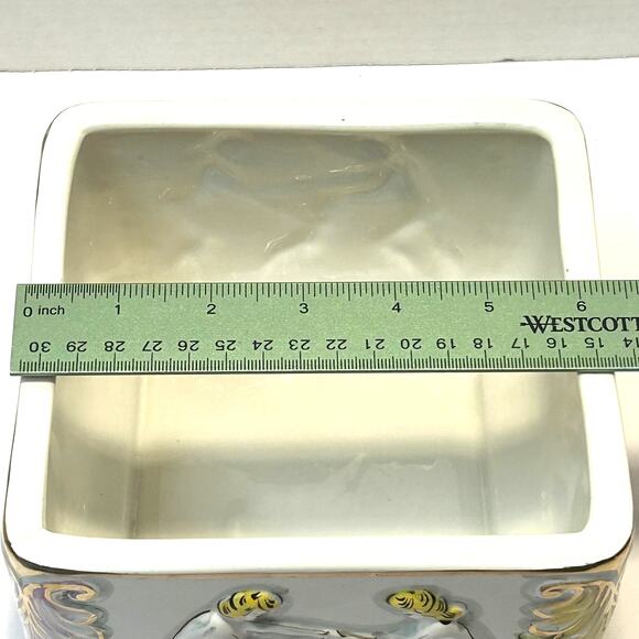 Vintage Handpainted Ceramic Alcobaca Portugal Lidded Dish Cherubs - Picture 14 of 15